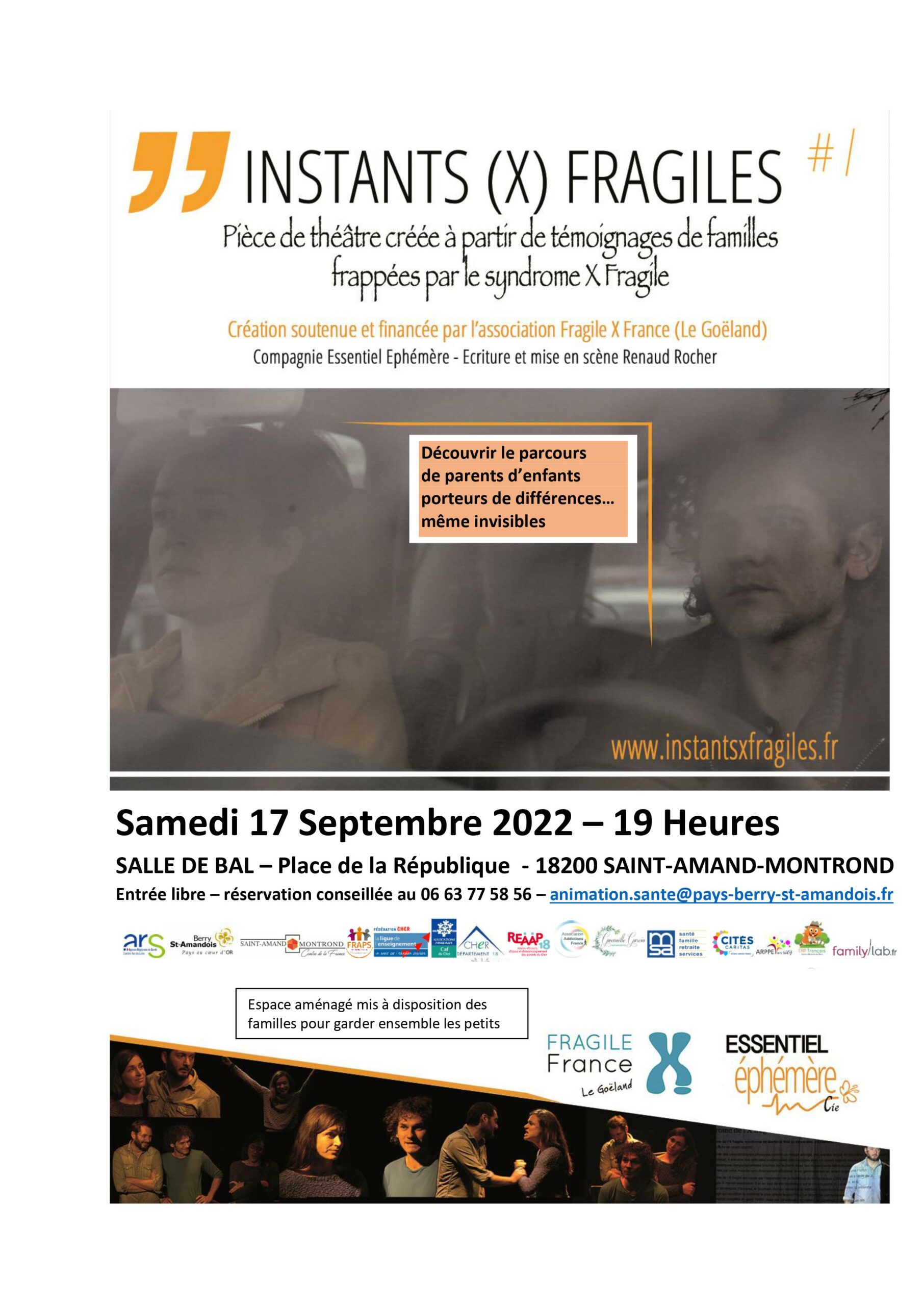affiche A4 - X fragile - 17 septembre - salle de bal SAM - 1000 premeirs...